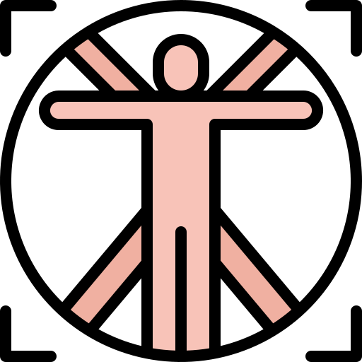 An illustration of the Vitruvian man form