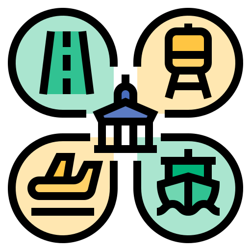An icon showing different types of transport infrastructure