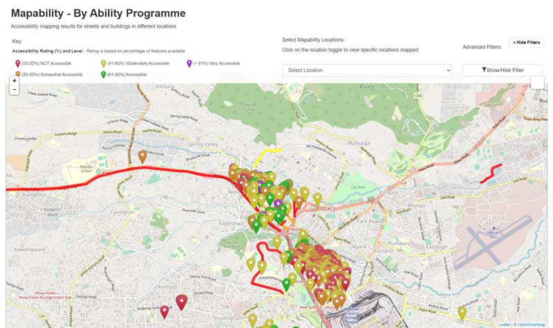 A screenshot of the MapAbility web application